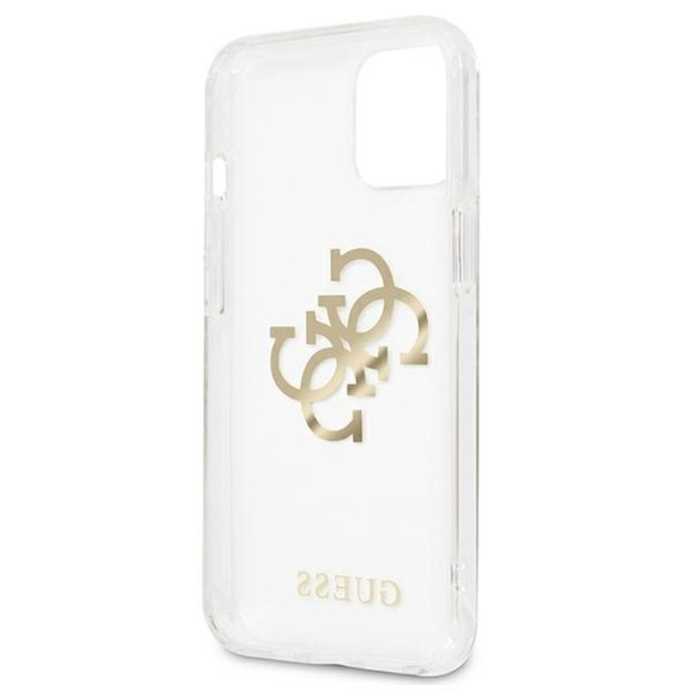 Guess 4G Big Logo Charm Gold dėklas, skirtas iPhone 13 mini (auksiniai pakabukai)  