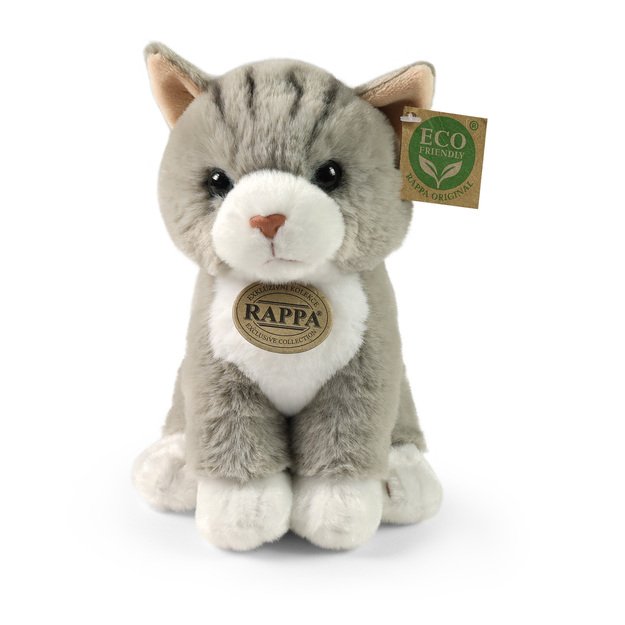 Pliušinis pilkas katinas 23 cm EKOLOGIŠKAS IR MINKŠTAS 2