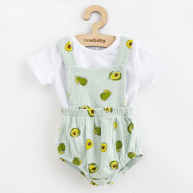 „Muslin“ kūdikių šortai ir marškinėliai „New Baby Avocado“, 62 (3–6 m), 62 (3–6 m) dydis