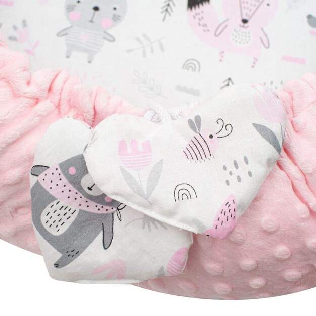 Prabangus Minky pink lizdelis su pagalve ir antklode New Baby