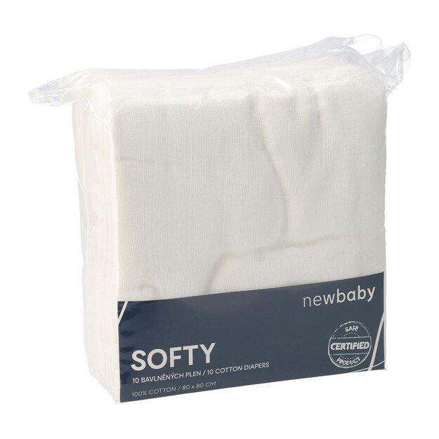 Naujas Baby Softy EXCLUSIVE 80 x 80 cm 10 vnt baltos spalvos