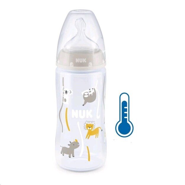 NUK FC+Temperature Control Baby Bottle 300 ml BOX-Flow Control žindukas smėlio spalvos