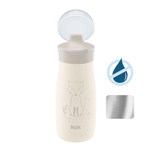 NUK Mini-Me Sip Stainless Steel Baby Bottle, 300 ml smėlio spalvos