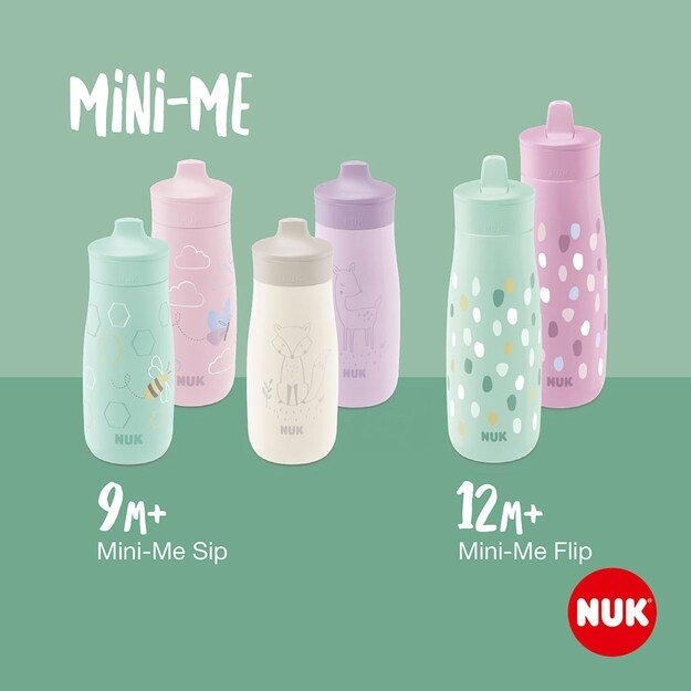 NUK Mini-Me Sip Stainless Steel Baby Bottle, 300 ml smėlio spalvos