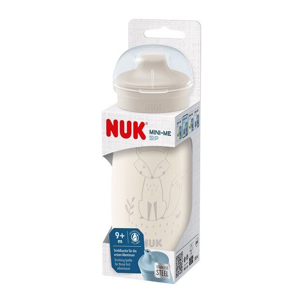 NUK Mini-Me Sip Stainless Steel Baby Bottle, 300 ml smėlio spalvos