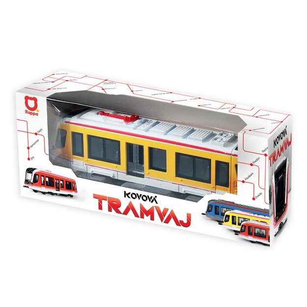 Yellow metal tram  20 cm 2