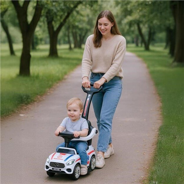 Baby Mix AMBULANCE baltas kūdikių šokinukas su garsu ir kreiptuvu
