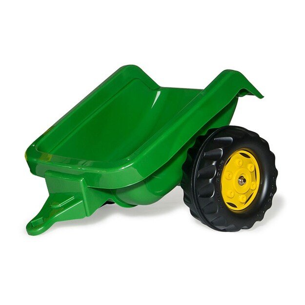 Pedalinis traktorius su krautuvu ir priekaba Rolly Kid John Deere žalia