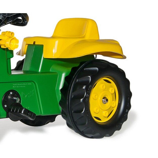 Pedalinis traktorius su krautuvu ir priekaba Rolly Kid John Deere žalia