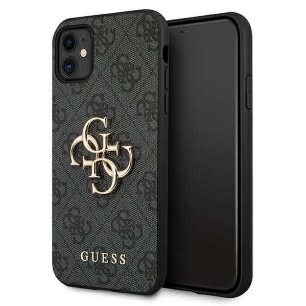 „Guess“ 4G didelis metalinis logotipas – „iPhone 11“ dėklas (pilkas)