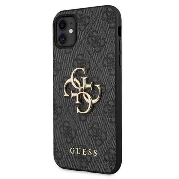 „Guess“ 4G didelis metalinis logotipas – „iPhone 11“ dėklas (pilkas)