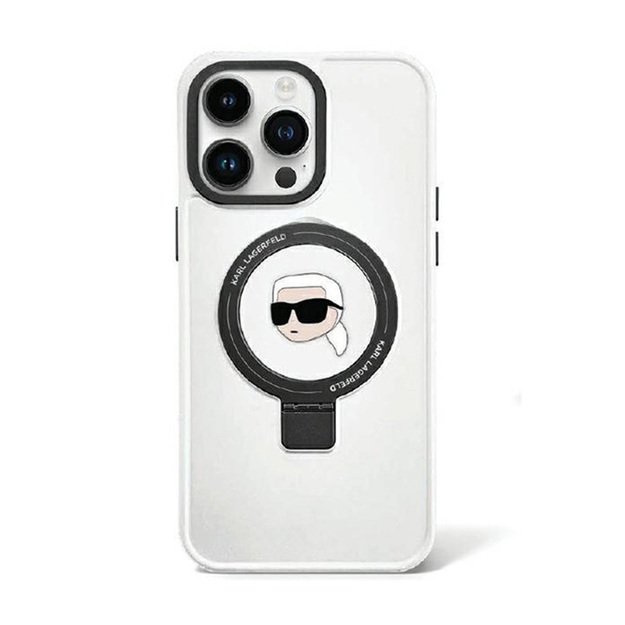 Karl Lagerfeld žiedinis stovas Karl Head MagSafe – iPhone 15 Pro dėklas (baltas) 2