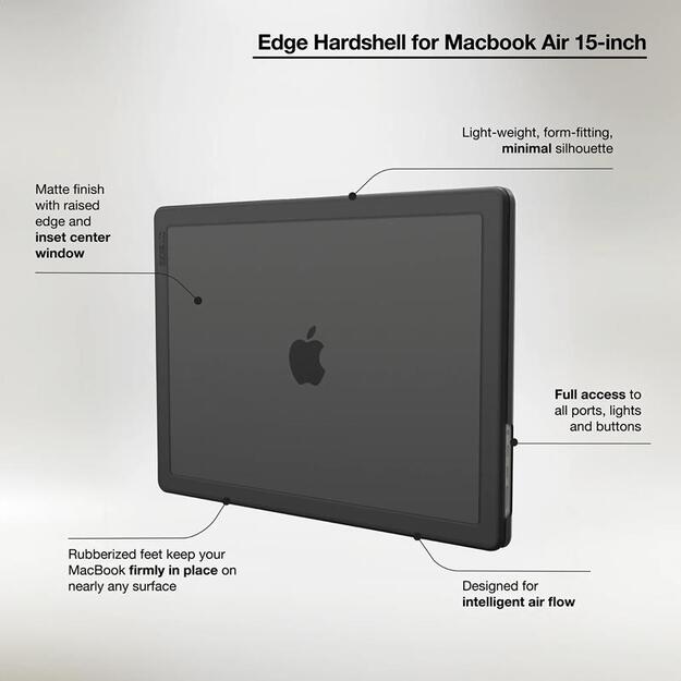 „Incase Edge Hardshell Case“ – dėklas, skirtas „MacBook Air 15 M3“ (2024) / M2 (2023) (juodas)