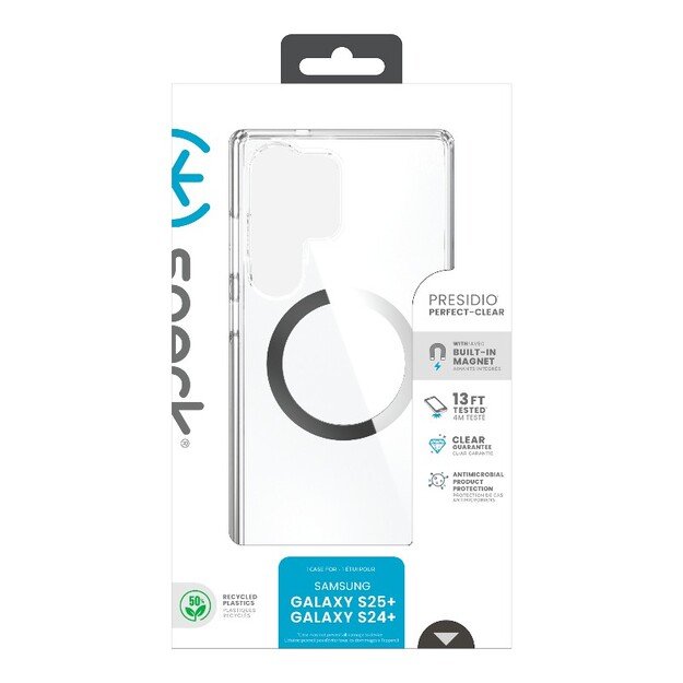Speck Presidio Perfect-Clear Magnet – Samsung Galaxy S25 Ultra MagSafe dėklas (skaidrus / chromo apdaila / ramus sidabras) 1
