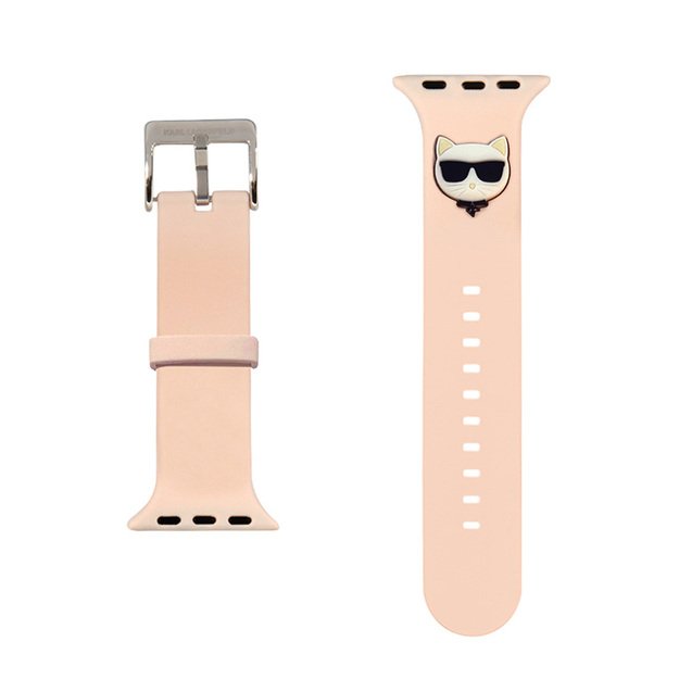 Karl Lagerfeld Choupette galvutė – „Apple Watch“ laikrodžio dirželis, 42/44/45 mm (rožinė)