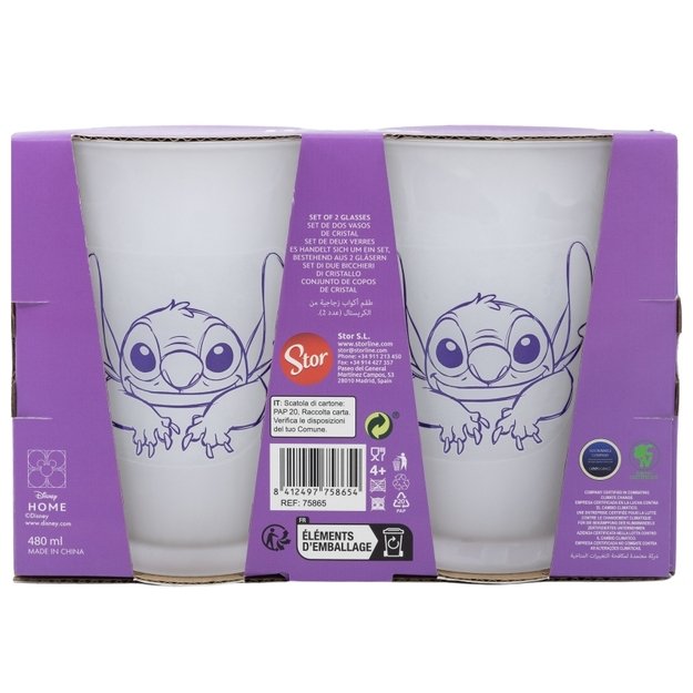 Disney Stitch – dviejų stiklinių rinkinys dekoratyvinėje dėžutėje (490 ml)