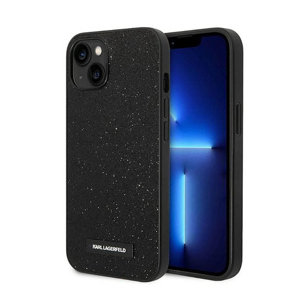 Karl Lagerfeld Glitter Plaque Logo – dėklas, skirtas iPhone 14 Plus (juodas)