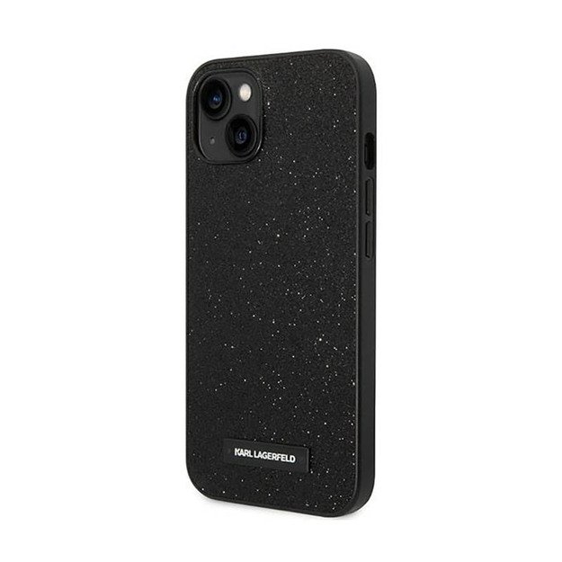 Karl Lagerfeld Glitter Plaque Logo – dėklas, skirtas iPhone 14 Plus (juodas)