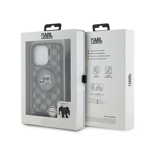 Karl Lagerfeld IML Crossbody Monogram Karl & Choupette Head MagSafe – dėklas, skirtas iPhone 15 Pro (juodas) 7
