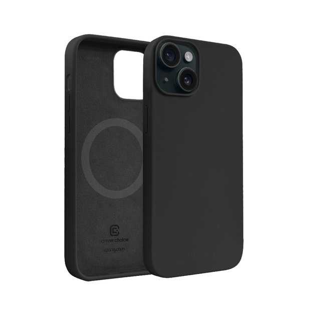 Crong Color Cover Magnetic – dėklas, skirtas iPhone 15 MagSafe (juodas)
