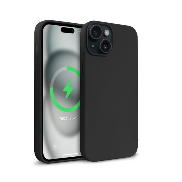 Crong Color Cover Magnetic – dėklas, skirtas iPhone 15 MagSafe (juodas)