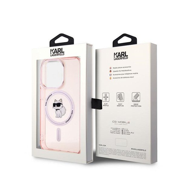 Karl Lagerfeld IML Choupette MagSafe – dėklas, skirtas iPhone 14 Pro Max (rožinis)