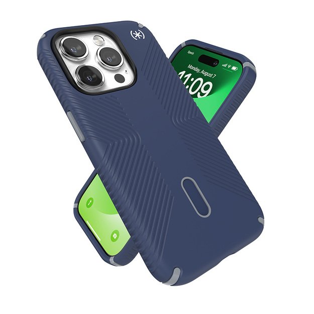 „Speck Presidio2 Grip ClickLock & MagSafe“ – dėklas, skirtas „iPhone 15 Pro“ (pakrantės mėlyna / dulkių pilka)