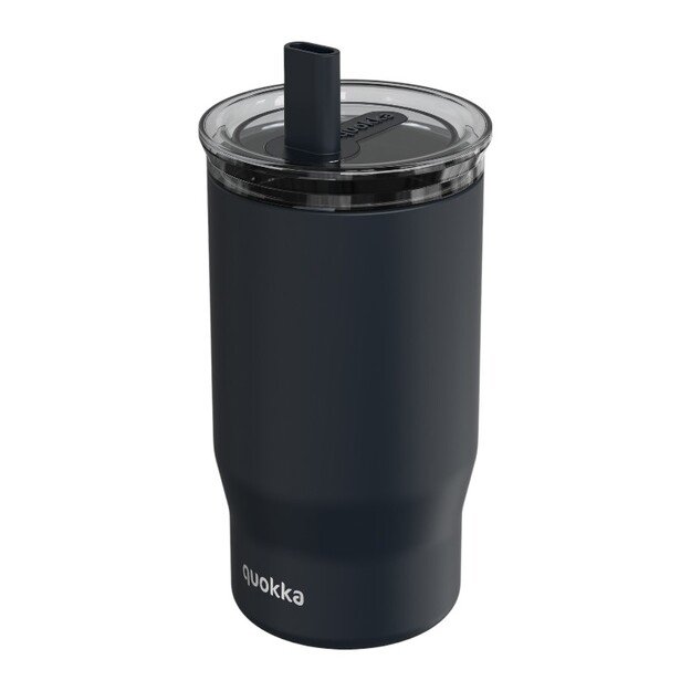 Quokka Mist - nerūdijančio plieno termo puodelis 720 ml su šiaudeliais (juodas)