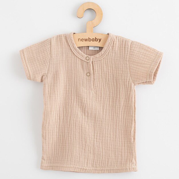 Kūdikių muslino rinkinys Marškinėliai ir kelnės New Baby smėlio spalvos, 80 (9-12m)