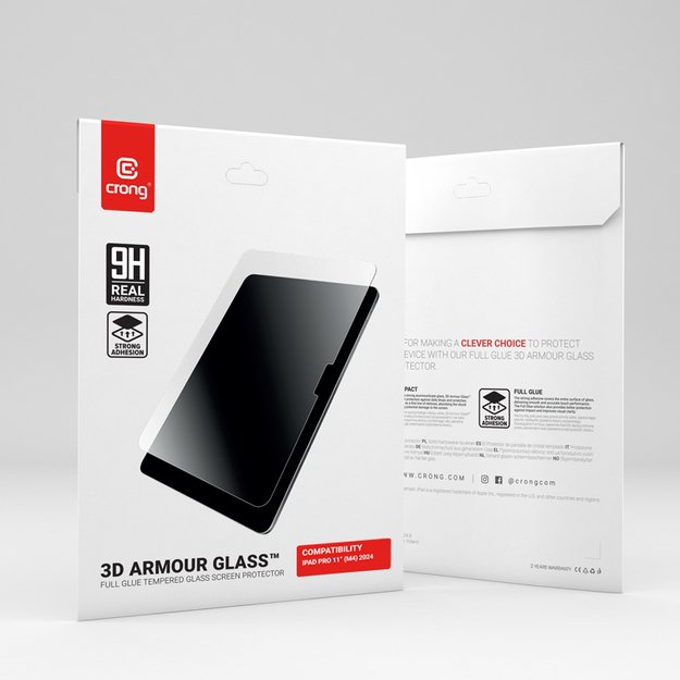 „Crong 3D Armour Glass“ – grūdintas stiklas iPad Pro 11 M4 (2024)