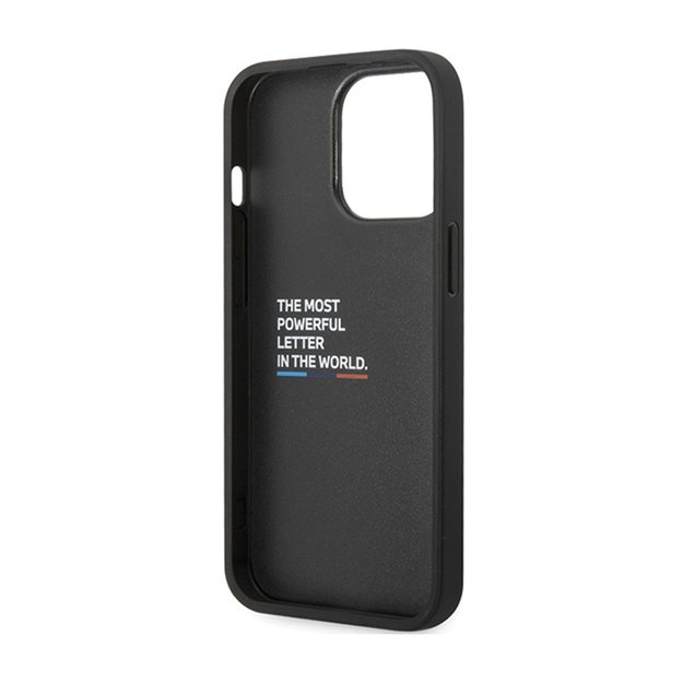 BMW odinis anglies pluošto mėlynos linijos dėklas, skirtas iPhone 13 Pro Max (juodas)