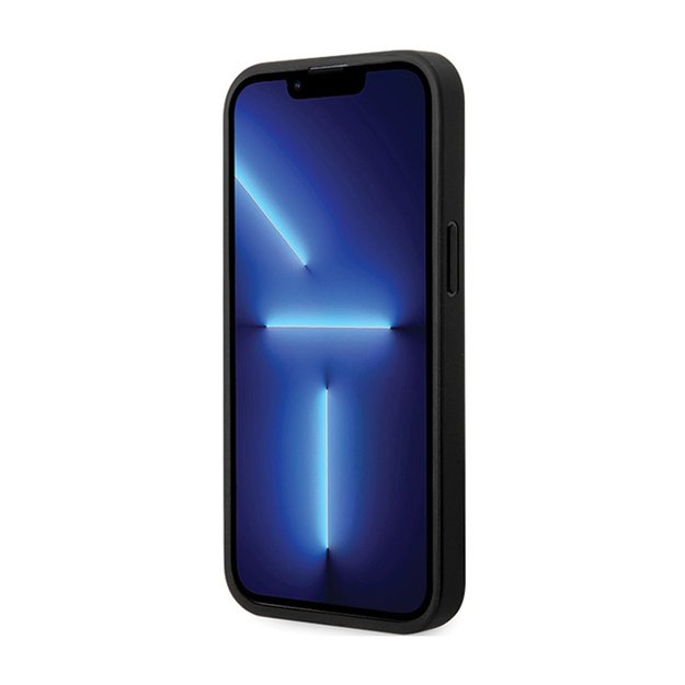 BMW odinis anglies pluošto mėlynos linijos dėklas, skirtas iPhone 13 Pro Max (juodas)
