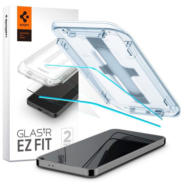 „Spigen GLAS.TR EZ FIT“ 2 vnt. grūdinto stiklo „Samsung Galaxy S25 / S24“ dėklas (2 vnt.)