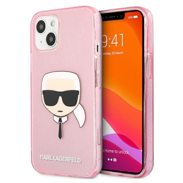 Karl Lagerfeld Karl's Head Glitter - dėklas, skirtas iPhone 13 Mini (rožinis) 8