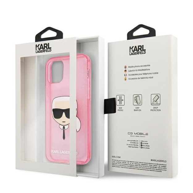 Karl Lagerfeld Karl's Head Glitter - dėklas, skirtas iPhone 13 Mini (rožinis) 1