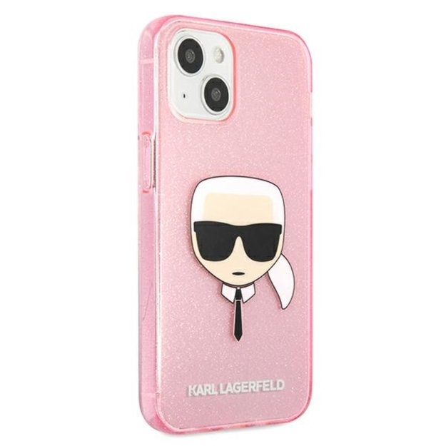 Karl Lagerfeld Karl's Head Glitter - dėklas, skirtas iPhone 13 Mini (rožinis) 5