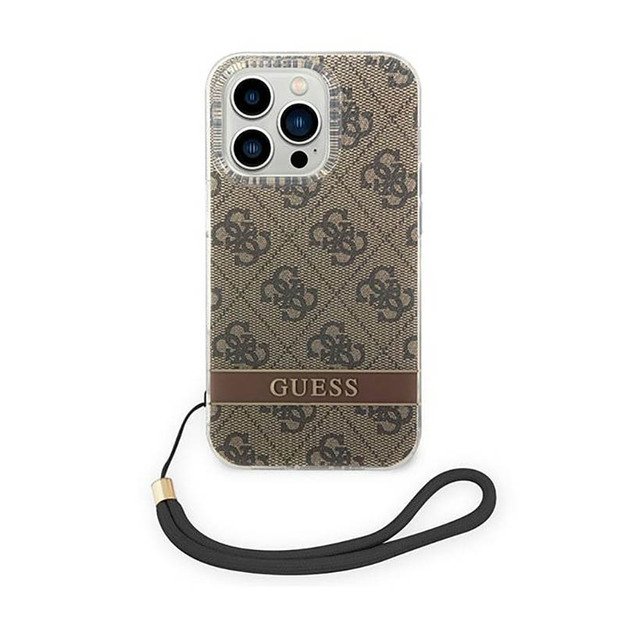 „Guess 4G Print Cord“ dėklas, skirtas „iPhone 14 Pro“ (rudas) 2