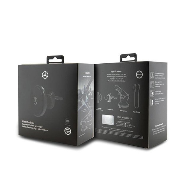 „Mercedes Silver Star MagSafe“ – magnetinis automobilio laikiklis su 15 W belaidžiu įkrovimu (juodas) 1