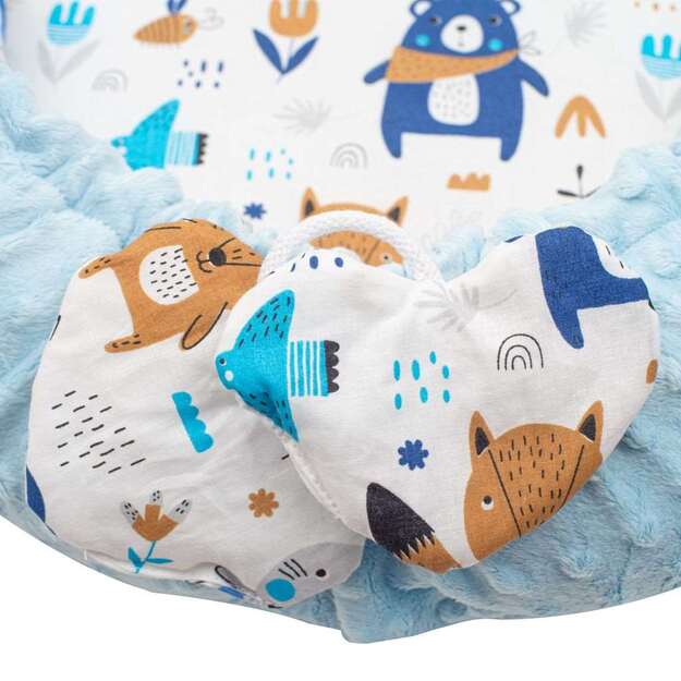 Prabangus lizdelis su pagalvėle ir antklode „New Baby“ iš „Minky blue“ 4
