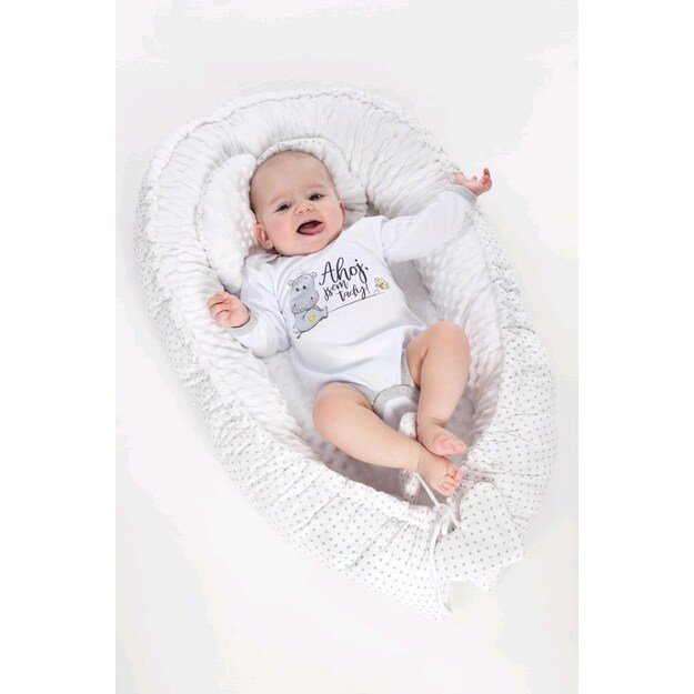 Prabangus lizdelis su pagalvėle ir antklode „New Baby“ iš „Minky blue“ 1