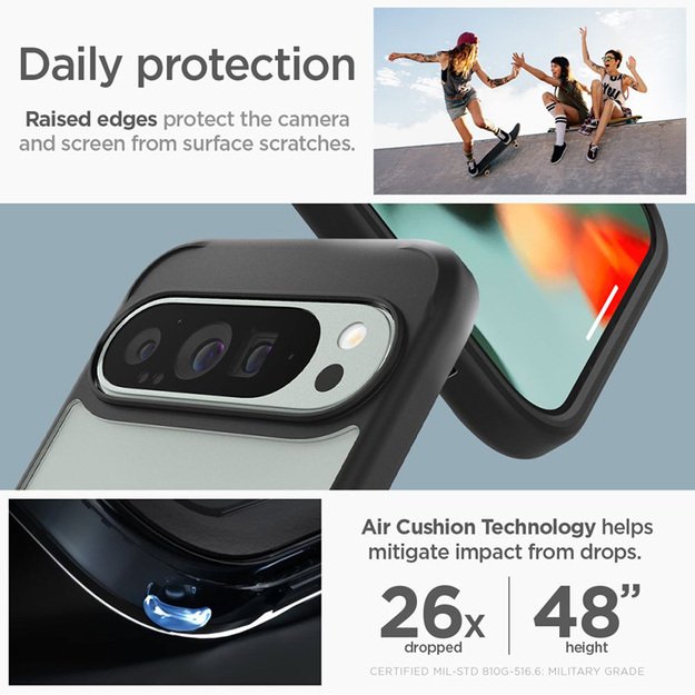 „Spigen Ultra Hybrid“ – „Google Pixel 9 Pro XL“ dėklas (matinis juodas) 3