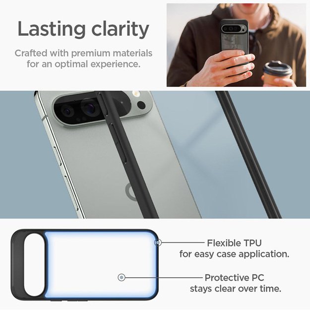„Spigen Ultra Hybrid“ – „Google Pixel 9 Pro XL“ dėklas (matinis juodas) 4