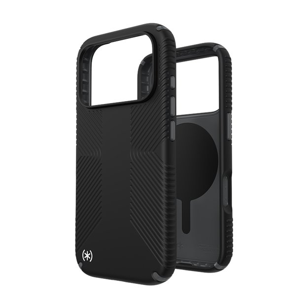 „Speck Presidio2 Grip MagSafe“ dėklas „iPhone 17 Pro“ (juodas / pilkas / baltas) 13