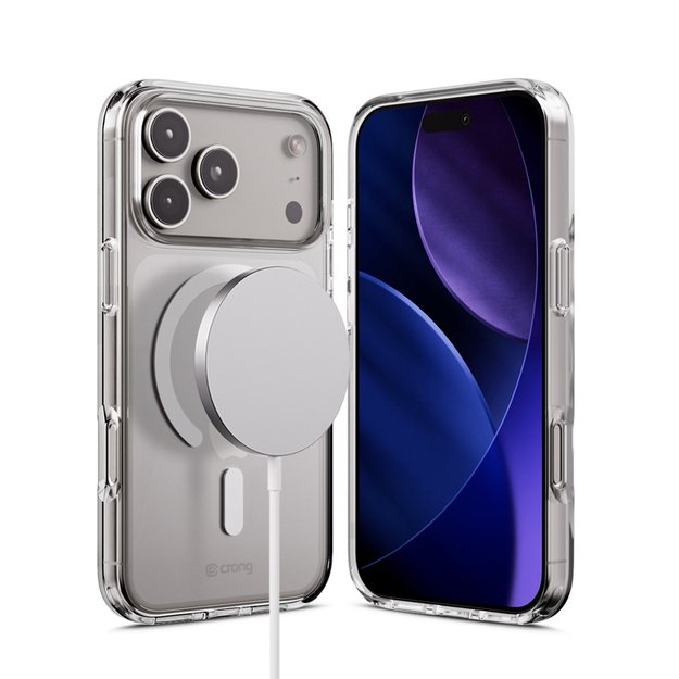„Crong Clear MAG“ dėklas – „MagSafe iPhone 17 Pro“ (skaidrus)