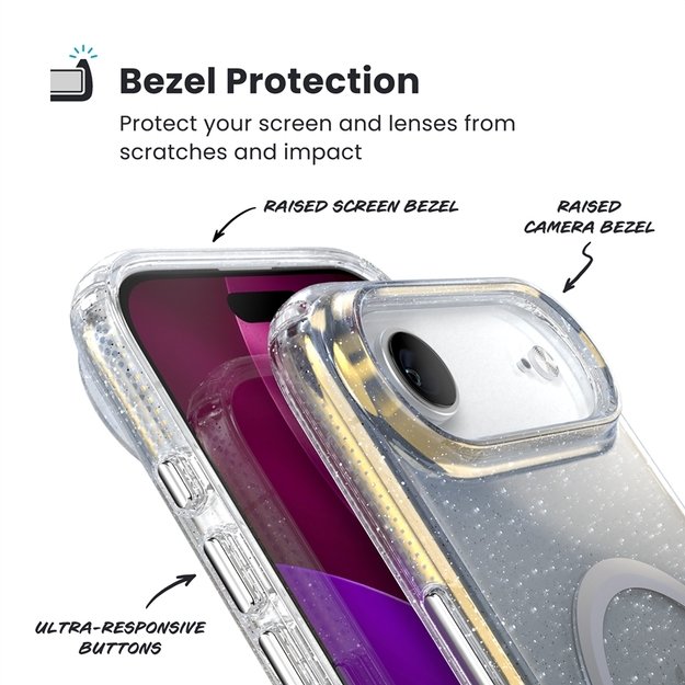 „Speck Presidio Lux MagSafe“ dėklas, skirtas „iPhone 17 Air“ (hiperveidrodžio blizgučiai / sidabrinis metalinis) 6