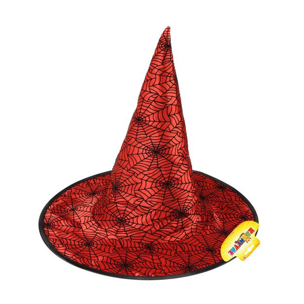 Red witch hat with cobweb for adults 2