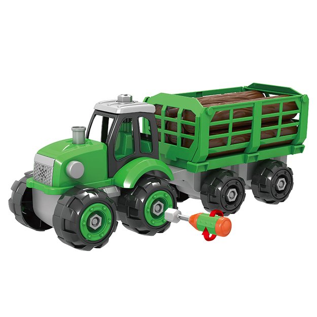 Screwing tractor with wood 1