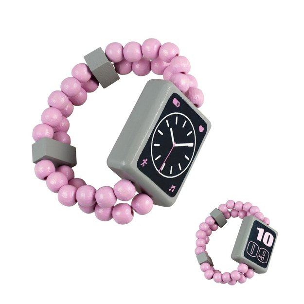 Medinis laikrodis, dvipusis, rožinis 3