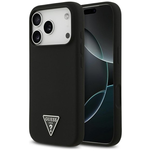 „Guess“ silikoninis trikampio formos logotipas „MagSafe“ – dėklas iPhone 17 Pro (juodas) 1