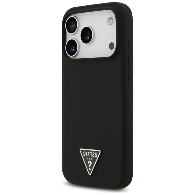 „Guess“ silikoninis trikampio formos logotipas „MagSafe“ – dėklas iPhone 17 Pro (juodas) 2
